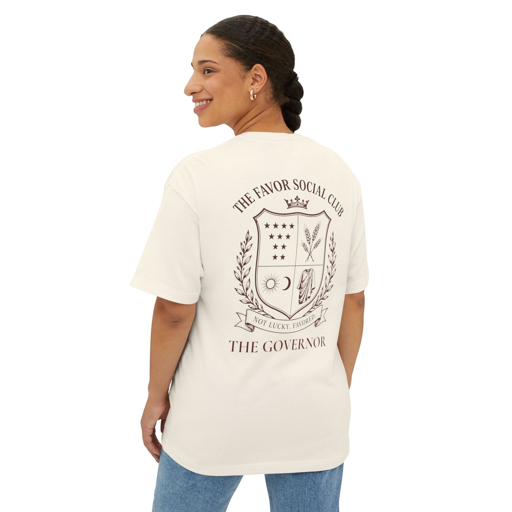 The Governor Crest Tee — Oversized Boxy Unisex T‑Shirt